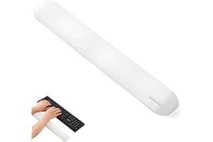 UNIVO COLORS UnivoColors Design-Wave Keyboard Wrist Rest, Artificial Sheepskin+Memory Foam+Ergonomic+Anti-Slip Gel, Resilience Support During Work and Gaming,Keyboard Accessory,White