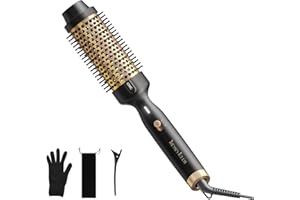 Tresses Touch Thermal Brush, 1.77 Inch Styling Brushes, Negative Ions, Heat Brush, Round Brush with 2 Temperature Levels, Universal Tension, Tourmaline Ceramic, Dual PTC, 30s Quick Heating, Gold