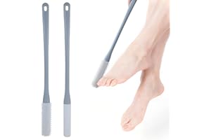 JINYJIA Spazzola per il lavaggio dei piedi 2Pcs, Spazzola per Doccia con Manico Lungo, Spazzola per Sbucciare i Piedi, Spazzola per dita dei piedi con Manico Spazzola Pulizia per anziani,Grigio