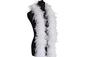 WANRUIDA wangruida 1,8 m 90 grammes de Plumes de Dinde Blanches pour boa Danse Mariage Artisanat fête, déguisement décoration d'halloween