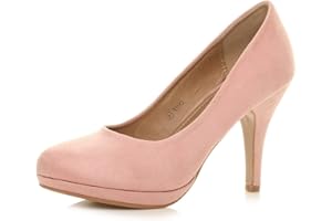 AJVANI Womens ladies mid high heel platform party work evening party prom wedding bridal court shoes pumps size.