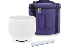 KVKA 528hz 8 Inch C Note Crystal Singing Bowl Root Chakra for Yoga Sound Healing, Carrying Case Bag & Mallet & O-ring