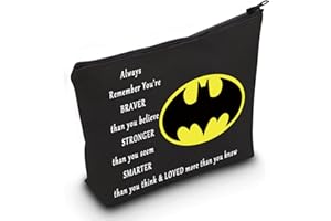LEVLO Trousse de maquillage Bat Movie Bat Classic Logo You Are Braver Stronger Smarter Than You Think Bat Trousse de maquillage zippée pour femmes et filles, Always Bat Noir, Trousse de maquillage