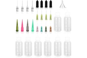 lyfLux 8 Confezioni da 30 ml Spremere Bottiglia di Plastica, Flaconi Contagocce in Plastica, per L'artigianato Fai-da-te, 4 Diversi Calibri 14 g, 16 g, 18 g, 20 g, Aghi e 1 mini Imbuti Accompagnati