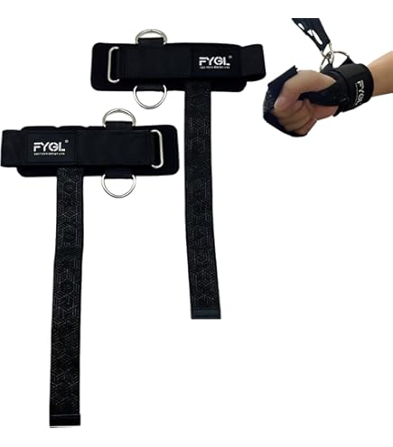 Ekkovision Gewichthefbanden met geboeide D-ring, veilige pasvorm, verbeterde grip, zwart nylon, gymtraining