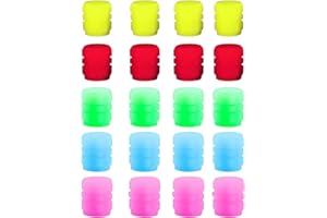 TENGEE 20 pièces de bouchons de valve pour pneus lumineux, Bouchons de valve de pneu lumineux, Bouchons de valve de pneu fluorescents universels, pour voitures, motos, vélos (vert, rose, rouge, bleu, jaune)