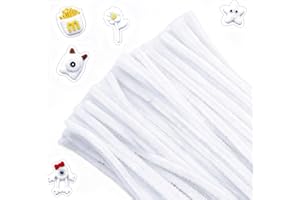 G2PLUS 200 Stück Weiß Pfeifenreiniger, 6mm x 30cm Chenilledraht Pfeifenputzer für Kinder Zum Basteln und Dekorieren
