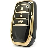 AutoHan Keys L&uuml;x Toyota Corolla Flama X Pack 3 Buton Nano Anahtar Kılıfı Siyah Gold Altın Renk