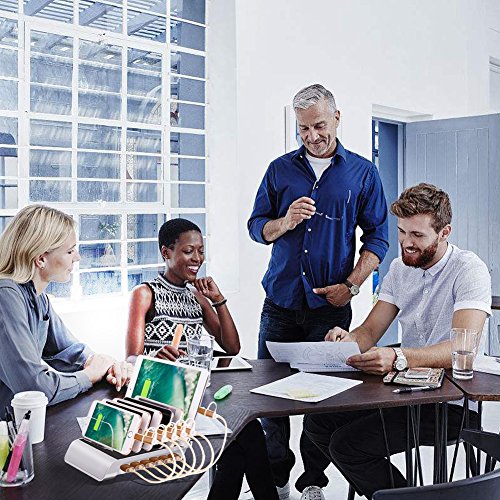 Dock Station di Ricarica INKERSCOOP Caricabatterie da Tavolo con 6 Porte USB Caricatore per Smartphone e Tablet (argento)