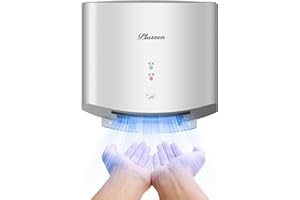 PLUSSEN Asciugamani Elettrico Bagno Professionale con Filtro HEPA, essiccatore Manuale Commerciale 8-10s ad Asciugatura Rapida, asciugacapelli Automatici per Uso Domestico residenziale (Argento)