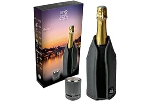 PEUGEOT - Coffret Cadeau Bubbles - Frizz Rafraîchisseur Gris Chiné + Bouchon À Champagne Line Carbone - Pour Un Champagne Frais En 20min - Reboucher Hermétiquement et Conserver La Bouteille Entamée