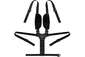 N/AA Ceinture Sécurité pour Bébé, Harnais Sécurité à 5 Points, Harnais Bébé à 5 Points, Sangle Sécurité Réglable Universelle, pour Poussette, Harnais pour Chaise Haute pour Bébé Avec Épaulettes (Noir)