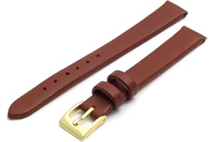 WATCHWATCHWATCH Fine Calf Leather Watch Strap Band 12mm Burgundy with Gilt (Gold Colour) Buckle. Free Spring Bars (Watch Pins)