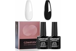 ‎GZMAYUEN GZMAYUEN UV Nagellack Schwarz Weiß 10ML Schwarze Gellack und Shellac Weiß UV Lack Schwarz Weiss Set French Schwarzes Weiß Gel für Nägel Farbgel Schwarz Weiß Gelnägel Set