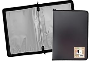 eco-eco A4 50% Recycled 30 Pocket Black Zipped Presentation Display Book, File Folder, Artwork Portfolio with Plastic Sleeves, eco090
