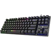 EvoFox Fireblade TKL Semi-Mechanical Gaming Keyboard with Rainbow Backlit& Breathing Effect, Floating Keycaps, 19 Anti-Ghosti