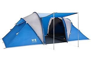 TRAIL OUTDOOR LEISURE Trail Hartland 4 Man 2 Room Tent With Living Area and Awning, 3000mm Waterproof Rating, Tunnel Tent with Dark Zone Bedroom Technology, Family Camping, Bag Included (420cm x 210cm x 140/115cm)