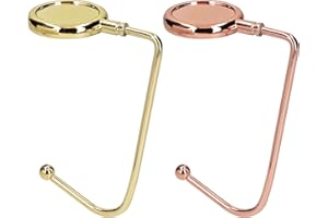 kwmobile 2X Crochet de Sac à Main - Accroche Sac Pliable - Porte-Sac pour Table ou Bureau - Suspension Sac à Main et Petits Objets - doré-cuivre