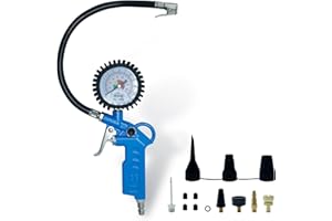 CCLIFE 3-IN-1 Reifendruckprüfer & Reifenfüller mit Ventil-Kern-Werkzeug und mehreren Ersatzteilen, 12 Bar (170 PSI) – Für Auto, Fahrrad, Lkw, Motorrad