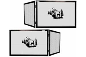 ANTECH PARASCINTILLE ANGOLARE PER CAMINO REVERSIBILE IN FERRO BATTUTO Parafiamme per Caminetti, Caminetto Angolare CM 70 x 50 x H 50 modello DOLOMITE CERVO