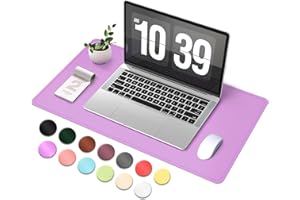 BLESWIN Tappetino da Scrivania Antiscivolo in Pelle e Camoscio, Tappetino da Scrivania Impermeabile per Scrivere, Tappetino da Scrivania di Grandi Dimensioni per L'ufficio e la Casa (Lilla, 60x34cm)