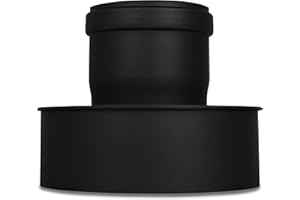 LANZZAS Tubo para estufa de pellets, codo para tubo de chimenea, Ampliación, diámetro 80 mm a 130 mm, de diámetro 80 mm a 150 mm, Gris, Negro