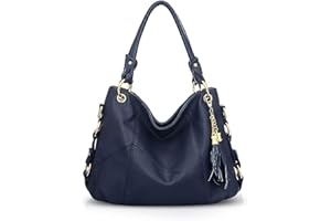 NICOLE & DORIS Sac à Main Femme Grand Mode Sac Epaule Sac à Bandoulière en Cuir Sac Cabas Fourre-Tout Shopping Voyage avec des Glands Bleu