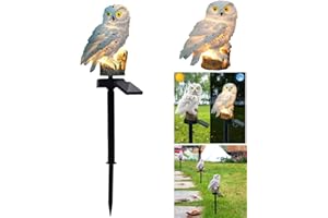 ALLOMN Lámpara Solar para Jardín - Luz Decorativa al Aire Libre, Impermeable, para Sendero, Césped - Diseño de Búhos (Blanco)