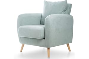 SUEÑOS ZZZ SUENOSZZZ-ESPECIALISTAS DEL DESCANSO Butaca nórdica Cies de una Plaza con cojín en el Respaldo, Acolchado y tapizado en Tela Verde Agua