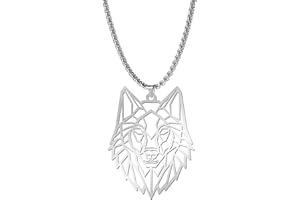 EUEAVAN Collier pendentif en forme de loup squelette, éléments de tête d'animal classique bois forêt nature charme bijoux en acier inoxydable cadeau pour garçons hommes filles