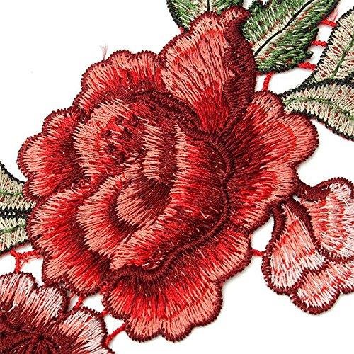 SevenMye 2 Stickerei Pfingstrose Blume nähen auf Patch-Abzeichen gestickte Blumenkragen-Fehlschlag-Kleid-Beutel Applique - 4