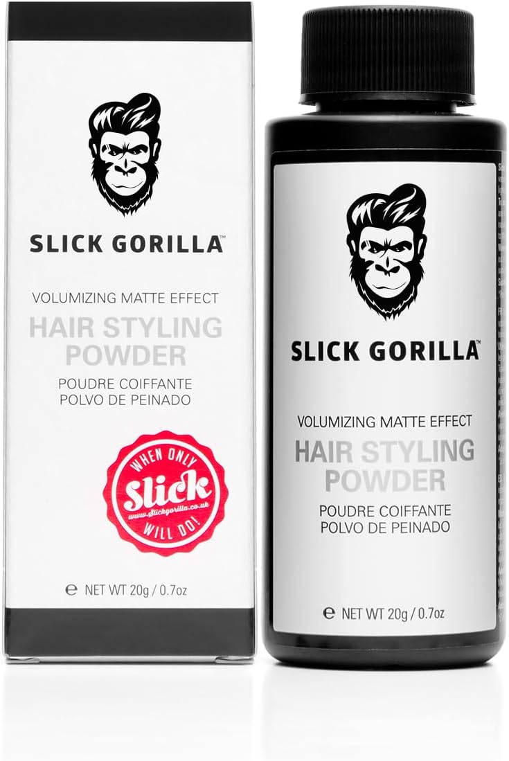 Slick Gorilla Polvo de Peinado para Hombres 20 ml | Polvo de Textura | Acabado Mate | Fijación 24 h | Aporta Volumen y Cuerpo | Ligero | No Pegajoso |Sin Brillo