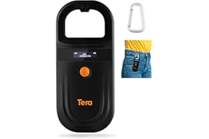 Tera Pet Microchip Reader Scanner RFID Portable Animal Chip ID Scanner with OLED Display Screen Rechargeable Data StorageTag Scanner for Animal Management Supports for Dog Cat Pig