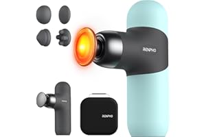 RENPHO Mini pistolet do masażu termicznego z funkcją ogrzewania, przenośny, modny masażer perkusyjny, z kolorowymi silikonowymi osłonami, rozmiar podróżny z torbą do noszenia, do masażu mięśni,