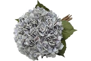 Tifuly Artificial Hydrangea Flower, 5 PCS Ramos de hortensias de Seda de Tallo Largo para Bodas, hogar, Hotel, decoración de Fiestas, centros de Mesa (Azul Vintage)