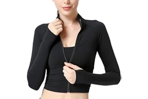 FEOYA Felpa Donna con Zip Giacca da Corsa Yoga Top Fitness Slim Fit Top Palestra Maniche Lunghe Training Jacket