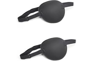 OWNFEEL 2 Pcs 3D Eye Patches for Adults, Adjustable Medical Amblyopia Lazy Eye Patch, Comfortable Soft Blindfolds Sleep Mask, Vision Training & Recovery, Suitable for Left & Right Eye, Pirate Costume