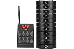 FOCKET Drahtloses Rufsystem, 668-S Drahtloses Pager System Gästeruf-Pager Wireless Gästerufsystem Kundenrufsystem 20 Pager Paging-System, Langlebig und Anti-Fall für Restaurant Krankenhaus Kaffee etc (EU)