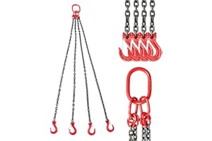Kettengehänge,Lightakai 1.5M 4 Strang Kettengehänge Anschlagkette Einstellbar 8mm Krankette hohe Festigkeit 5T Transportieren von Lasten für Bergbau, Maschinen, Häfen, Gebäude usw