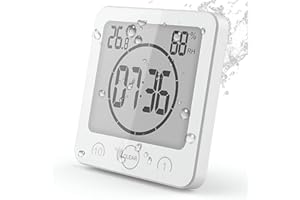 VORRINC Orologio Digitale LCD per Doccia, Orologio da Bagno Impermeabile con ventosa, igrometro, termometro, Orologio da Parete Orologio da Cucina Timer da Cucina (Bianco)