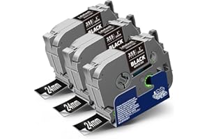 3x Labelwell Compatible Cinta Etiquetas para Brother TZe-355 TZe355 TZ355 Blanco sobre Negro 24mm x 8m para Brother P-Touch PT-P700 PT-P710BT PT-P750WVP PT-D600 PT-2430PC PT-P950W P900 PT-1010 1000
