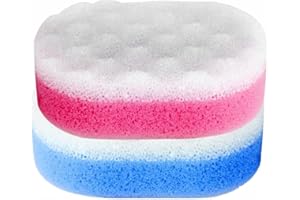 SAFNAJ Bath Sponges for Adults & Kids – Exfoliating Body Scrubber Loofah, Double-Sided Soft Shower Sponge for Sensitive & Dry Skin – Gentle Cleansing & Relaxing Foam – Pack of 2