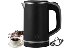 RHESHIN Bouilloire de voyage 800 ml Bouilloire de voyage Bouilloire portable - Mini bouilloire de camping Silencieux - Bouilloire de voyage en acier inoxydable - Bouilloire de voyage (Black)