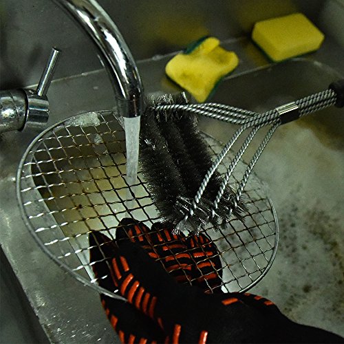 BBQ Grill Reinigungsbürsten Waschreinigungsbürste Edelstahl / 18inch 3-Sided Lange mit Aufhängeöse (B) - 5
