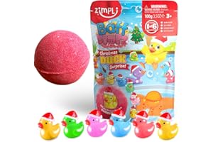 ZIMPLI KIDS ZIMPLI - Grande Bombe de Bain Surprise Canard de Noël 100g, 1 des 6 Jouets Canard à Collectionner, Un Jouet par Bombe de Bain, Jouets de Noël pour Enfants, Jouet de Bain Cadeau pour Bas de Noël