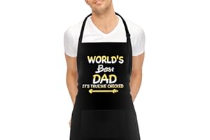 FunChaos Tablier de Barbecue pour Homme, Meilleur Papa du Monde, Tabliers Noir Réglable avec 2 Poches, Tablier Personnalisé pour Homme, Papa, Mari, Petit Ami, Grand-père
