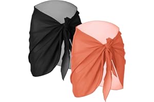 CHUANGDI 2 Pièces Wrap de Plage de Femmes Sarong Couverture de Bikini Jupes Wrap pour Maillot de Bain en Mousseline