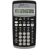 TEXAS INSTRUMENTS BA II Plus financial calculator (single-line, 10-digit display, battery-powered) black-gray