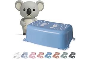 ‎DOCARI DOCARI Tritthocker Kinder Blau - Kindertritt Waschbecken stabil und rutschfest - Toilettenhocker Kinder Hocker Badezimmer - Kinderhocker Tritthocker für Kinder Tritt Hocker Kinder Bad