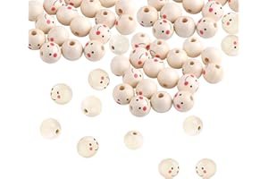 ZEHAN ZITONG Packung mit 150 Holzperlen mit Gesicht,10mm Engel Holzperlen mit Gesicht,Holzperlen rund,kreative runde Perlen,Natur für DIY-Schmuckzubehör, Dekoration (C)